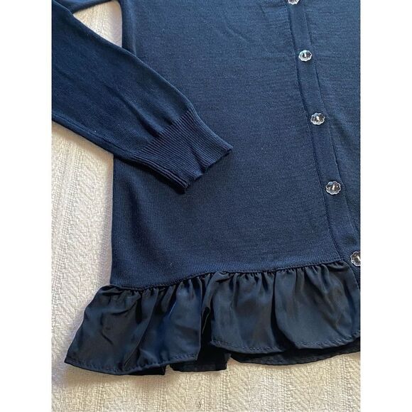 CHAPS GIRLS XL(16) Ruffled NAVY Cardigan Sweater - Picture 4 of 7